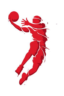 篮球运动员的剪影 蓝球场上的艺术与力量